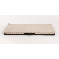 Kuschelbett - Velours beige/Öko-Leder schwarz