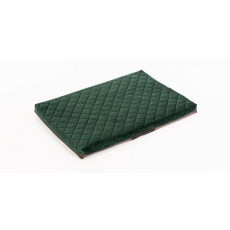 Kuschelbett - gestepptes Velours grün Material/braunes Kunstleder