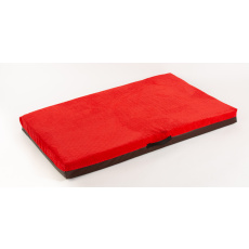 Hundebett Velour rot/Kunstleder braun Schaumstoffplatte standard 12 Größen