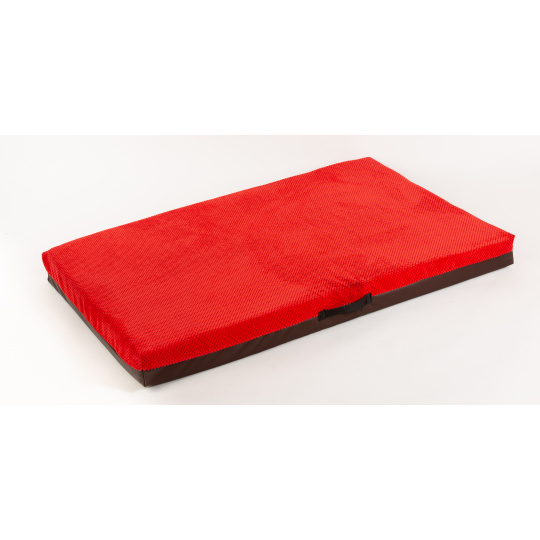 Hundebett Velour rot/Kunstleder braun Schaumstoffplatte standard 12 Größen