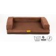 Orthopädisches Hundebett, 5 Größen, gepolsterter Rand, 10 cm hoher Memory-Schaum, brauner Velours/braunes Kunstleder