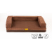 Orthopädisches Hundebett, 5 Größen, gepolsterter Rand, 10 cm hoher Memory-Schaum, brauner Velours/braunes Kunstleder