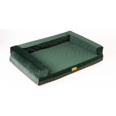Ortopädisches Hundebett mit 10cm gepolsterte Bettkante, 10cm hoch Viscoschaumplatte, gesteppter grün Velour/untern Kunstleder schwarz 120x80cm, Innengröße 100x70cm Ortopädisches Hundebett mit 10cm gepolsterte Bettkante, 10cm hoch Viscoschaumplatte, gesteppter grün Velour/untern Kunstleder schwarz 120x80cm, Innengröße 100x70cm