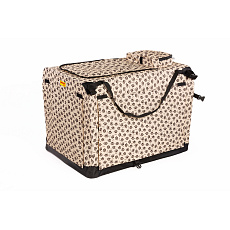 Abdeckung für Transportbox COOL PET Plus beige mit braunen Pfotenabdrücken