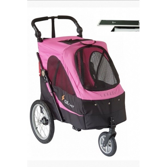 Petstro Wagen, Kinderwagen mit Pflegetisch mittel, Farbe rosa/schwarz inklusive Pflegetisch
