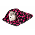 Kuschelbett - "Pantoffel" rosa Pfoten/graues Fleece-Material