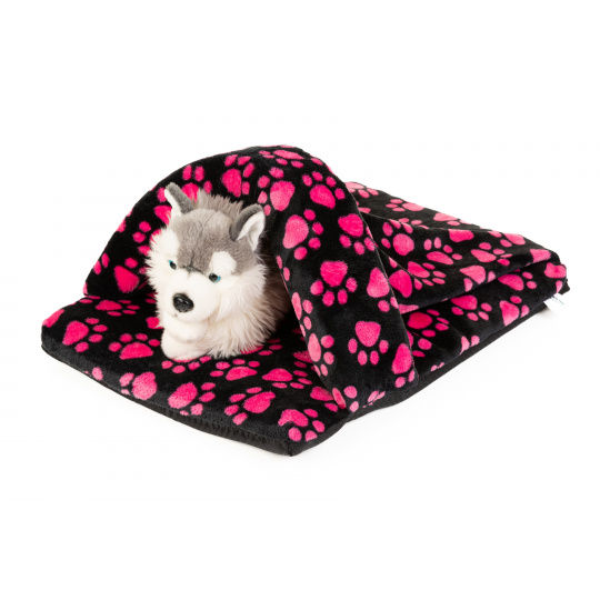 Kuschelbett - "Pantoffel" rosa Pfoten/graues Fleece-Material