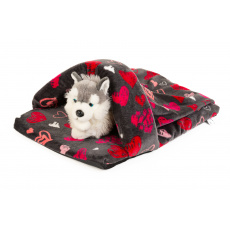 Kuschelbett - "Pantoffel" grau/rot Herzen Kuschelbett - "Pantoffel" grau/rot Herzen