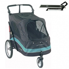 Petstro Kinderwagen bis 45 kg, mit Anpassungstisch, Farbe Schwarz/Türkis + kostenlose Unterlage